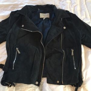 BCBGeneration Suede Leather Jacket (Navy Blue)